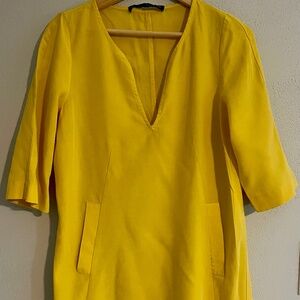 Yellow Zara casual shirt dress